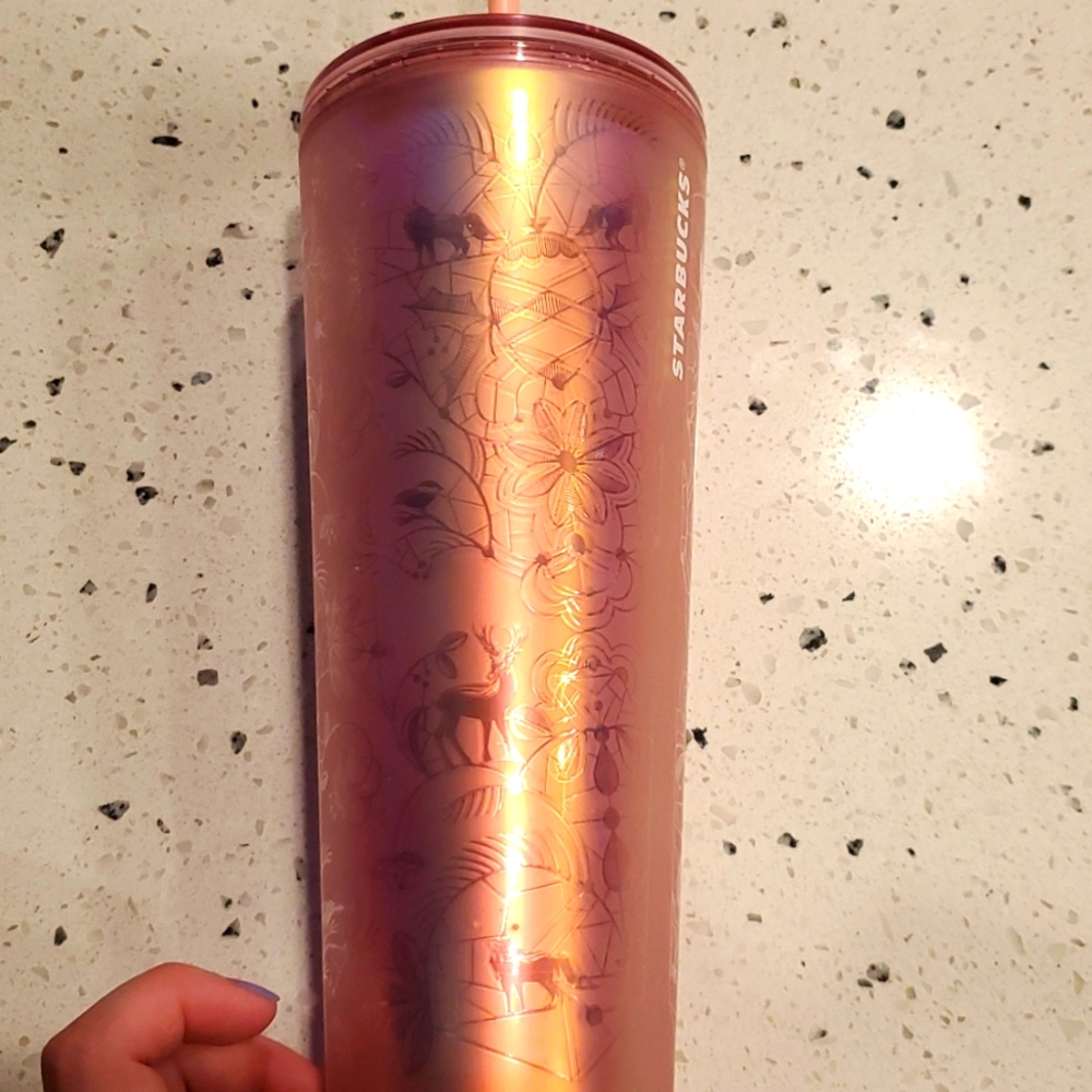 Starbucks iridescent pink tumbler winter